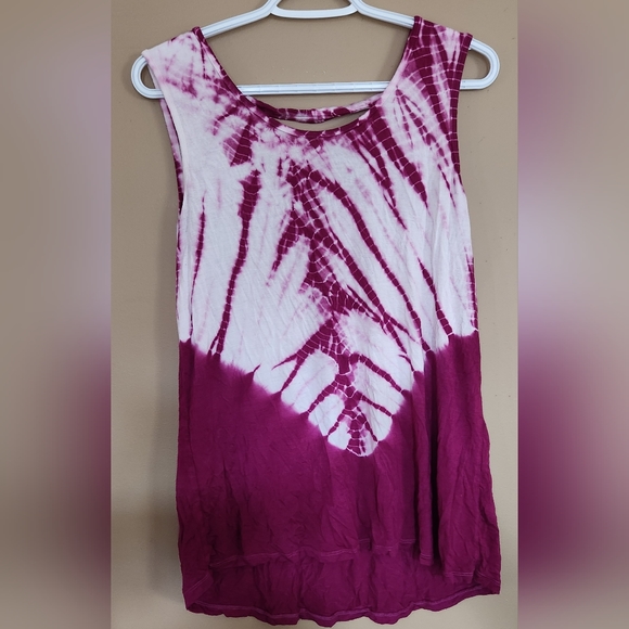Olive & Oak Top Womens Large Sleeveless Tank Tie Dye Purple & White Knit Hippie - Picture 7 of 10